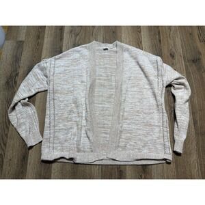 GAP Sweater, Women's Size Medium, Tan White, Long Sleeve, Open Cardigan